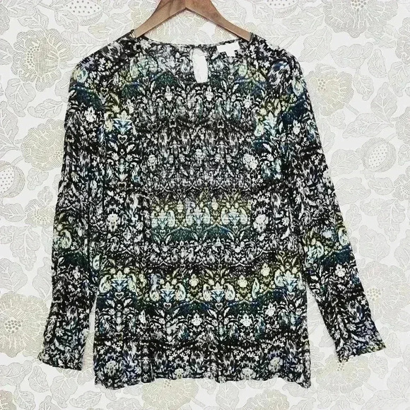 J. Jill Rayon Scoop Neck Long sleeve Printed Women's blouse M - Picture 1 of 9